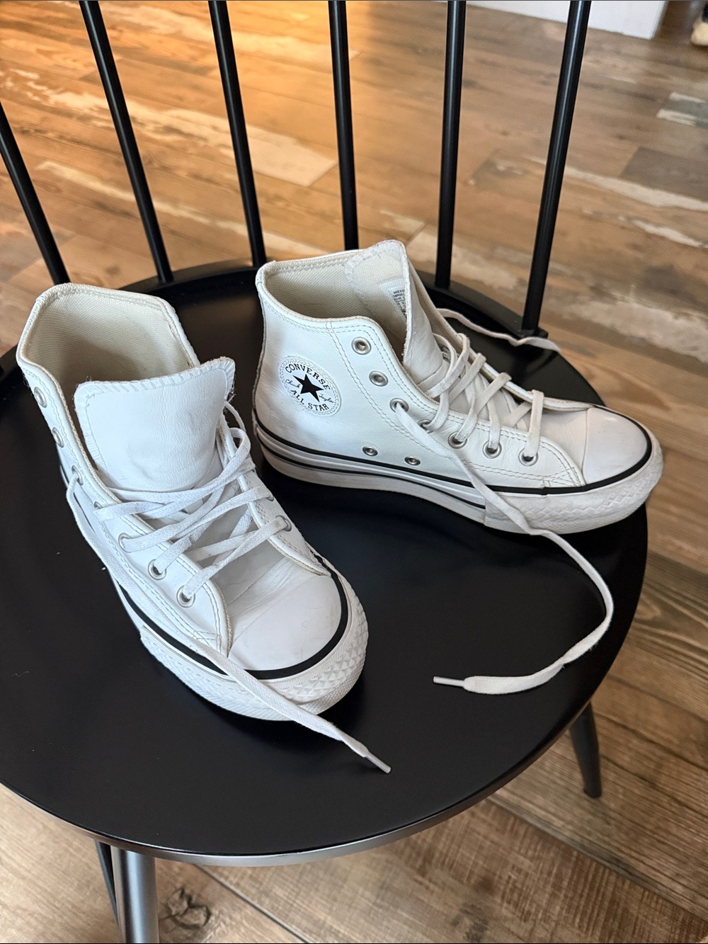 Converse Kids White High-Top Sneakers with Black Trim